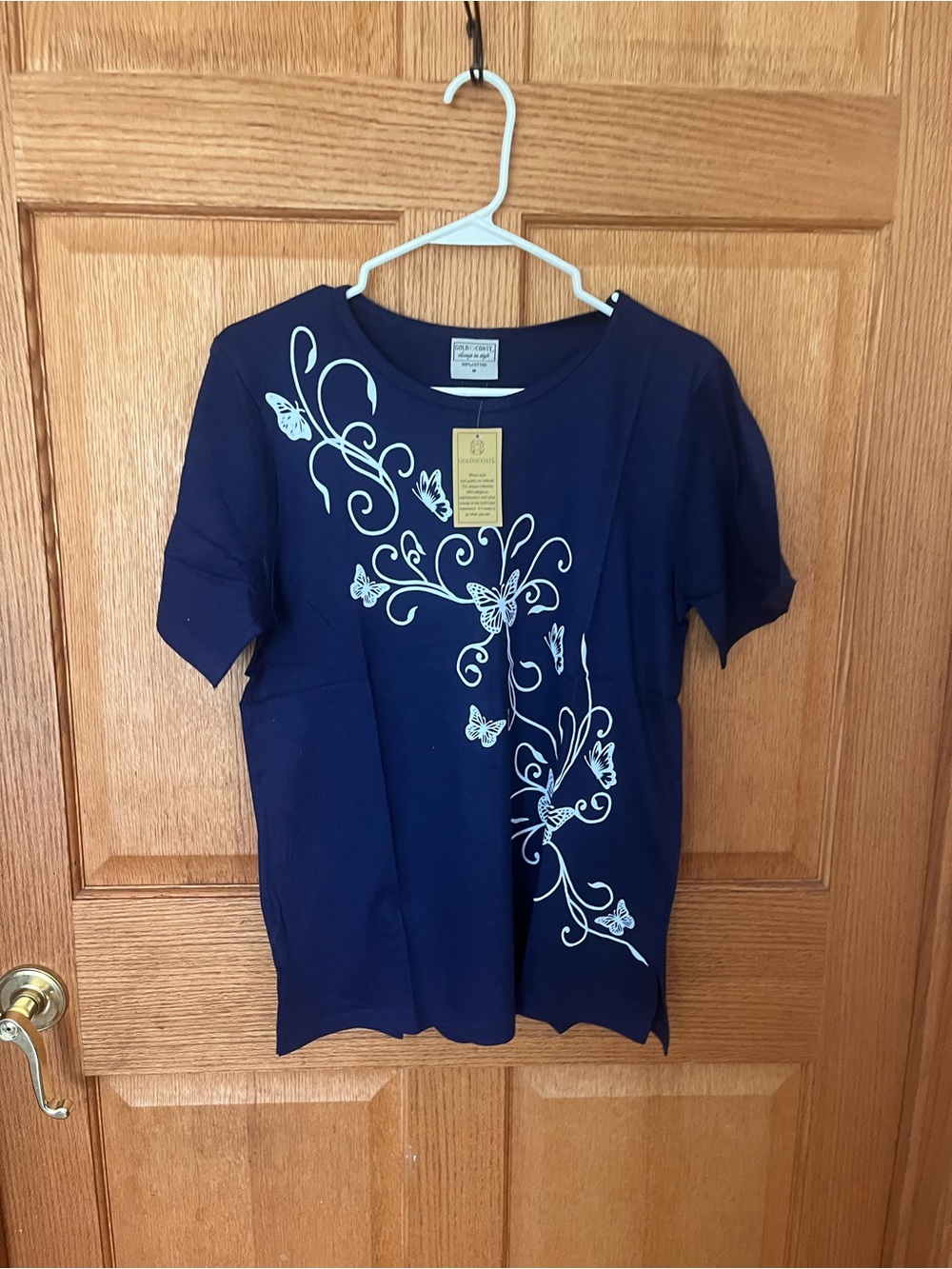 Gold Coast Classic cotton Navy Butterfly Graphic Tee - Unbranded